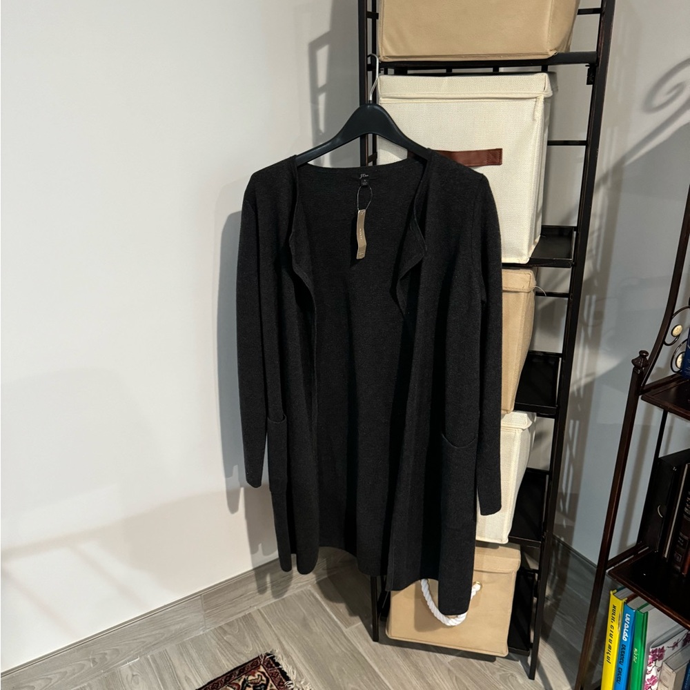 J. Crew Black Cardigan Sweater Lightweight Open Front